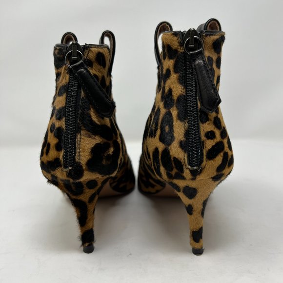 Veronica Beard Loretta Leopard Print Calf Hair Heeled Western Ankle Boots Sz 8 - Picture 4 of 14